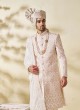 Off White Embroidered Wedding Wear Sherwani For Men